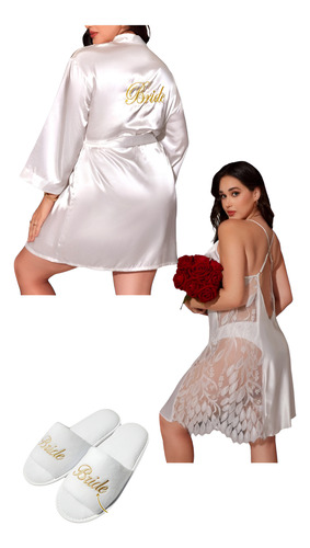 Bata De Novia Bride Y Camison Curve + Pantuflas De Regalo