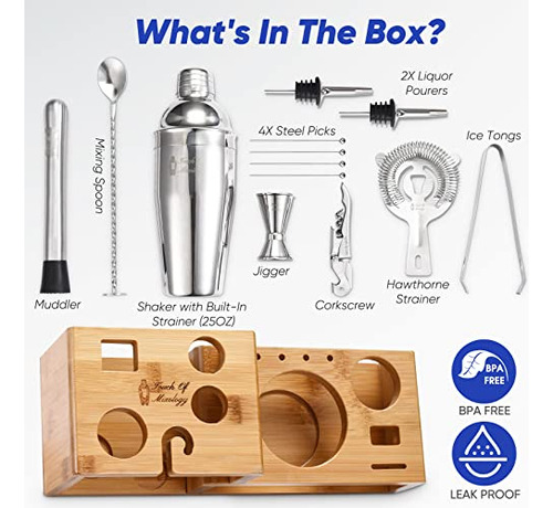 Touch Of Mixology Bartender Kit - Bar Set Cocktail Shaker Se