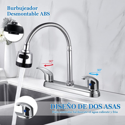 Grifo Para Fregadero De Cocina, Grifo De Cocina Con Dos Asas