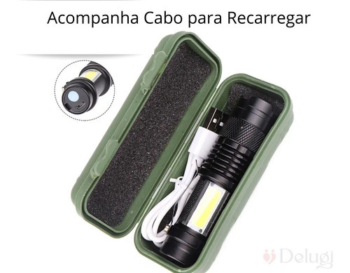 Lanterna Laser Titanium Recarregavel Led Tatica Potente Camp Cor Da Luz Branco Cor Da Lanterna Preto