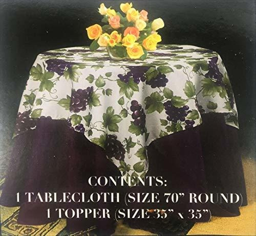 2-piece Fabric Tablecloth Topper Set, 70  Round Solid, 35 X3