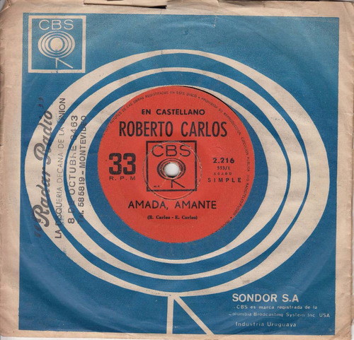 Roberto Carlos En Castellano Simple Vinilo Uruguay Cbs Raro