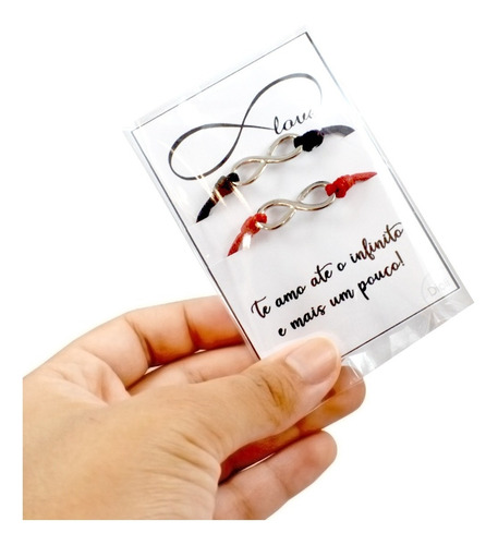Conjunto 2 Pulseiras Casal Infinito Love Presente Namorados
