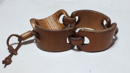 Pulsera De Madera Con Cuero Style Gypsy 28 Cm Boho (Usado)