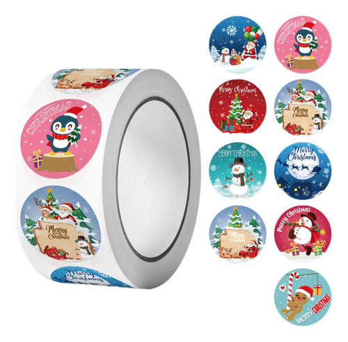 Rollo De Pegatinas Navideñas, Pegatinas Navideñas Estilo A