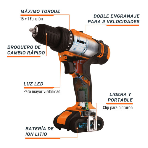 Imagen 3 de 4 de Taladro inalámbrico 3/8", 12 V, Truper 18153
