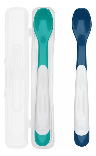 Oxo Tot Plastic Feeding Spoons With Travel Case- Teal & N