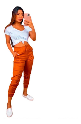 Calça Jogger Feminina Bomber Bengaline Com Elastico E Bolso