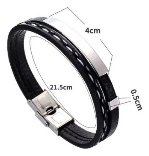 Pulsera Brazalete Acero Inoxidable Cuero Tejida Hombre Mujer