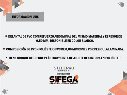 Imagen 2 de 3 de Delantal Blanco De Pvc Con Refuerzo 90 X 120 Cm Sifega
