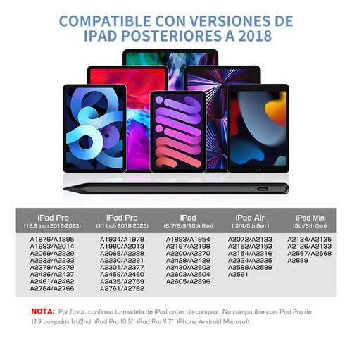 Lápiz Óptico Stylus Pluma Para Tablet Rechazo Palma, Negro