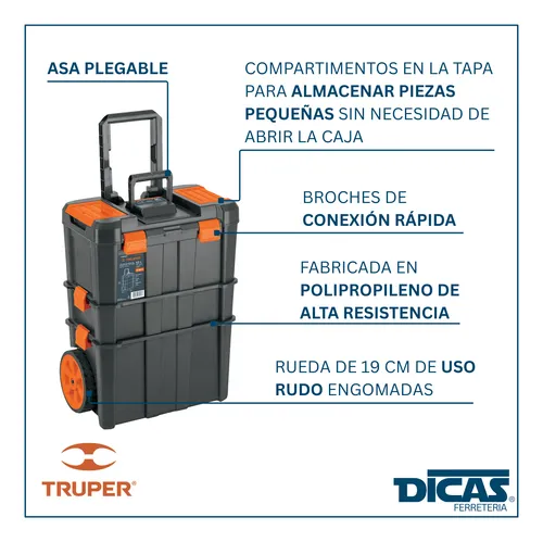 Caja De Herramientas Con Ruedas Desmontable Truper