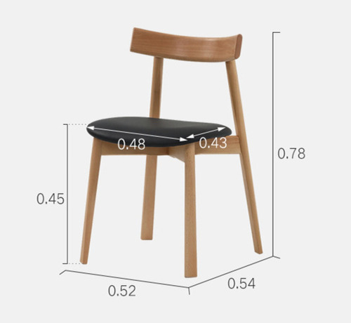 Silla De Comedor Pack 2 Uni Madera Nactural Design Italiana Estructura de la silla Negro Asiento Negro
