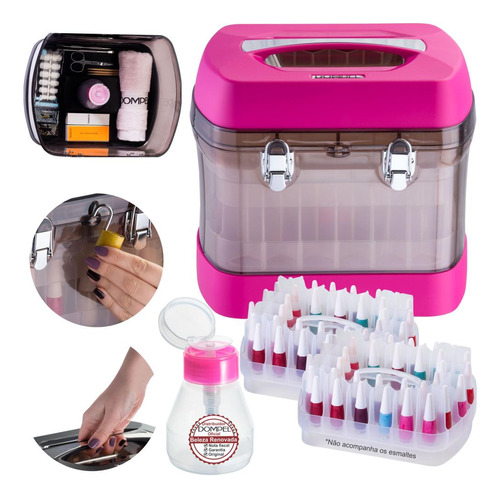 Maleta Manicure Organizadora P/ 68  Esmaltes + Porta Acetona