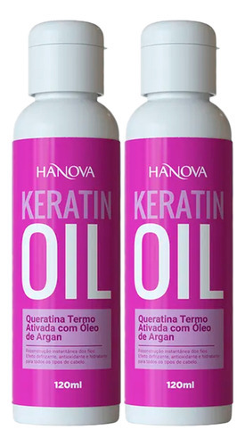 02 Keratin Oil Óleo De Queratina Termo Ativada Hanova 120ml