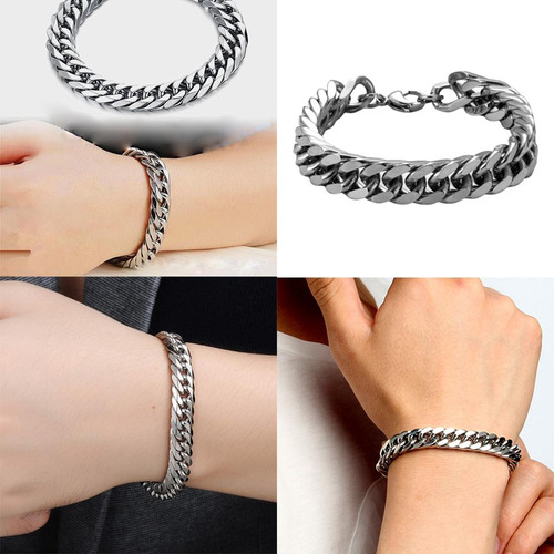 Rock Titanium Steel Brushed Bracelet Curb Chain