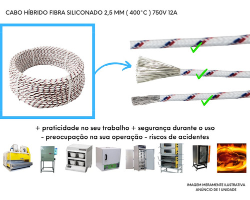 2 Metros De Cabo Híbrido 2,5 Mm Alta Temperatura 750v 400 °c
