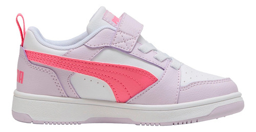 Puma Rebound V6 Lo Ac Ps Para Niña Color Blanco, Lila, Rosa