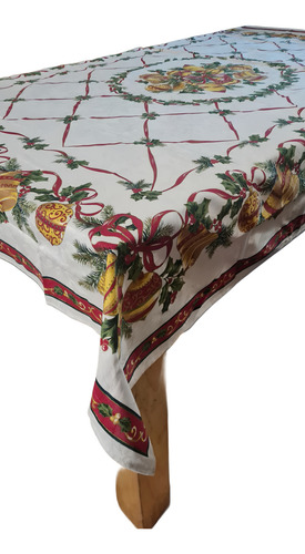 Mantel Tela Lino Navidad Medida 220x150 Cms