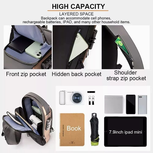 S Bolso De Hombro Antirrobo Con Carga Usb Para Hombre