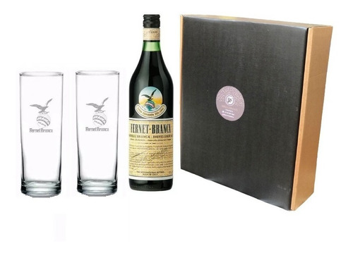 Box Fernet Branca 750ml + 2 Vasos Branca - Ayres Cuyanos-