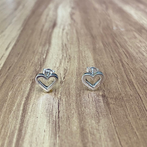 Imagen 3 de 10 de Aretes Broqueles Plata 925 Corazón Mujer Niña Agálea Joyería