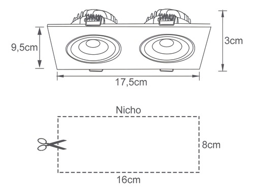 Spot Led Embutir Duplo Preto 2x5w 10w 127/220V Branco Neutro Cor Branco/Neutro 127/220V