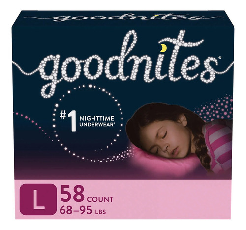 Goodnites Overnight Para Niñas Talla L ( 30 A 43kg ) 58pz