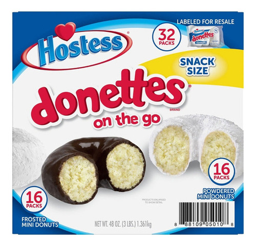 Hostess Donettes Mini Donas 2 Sabores (32paquetes)