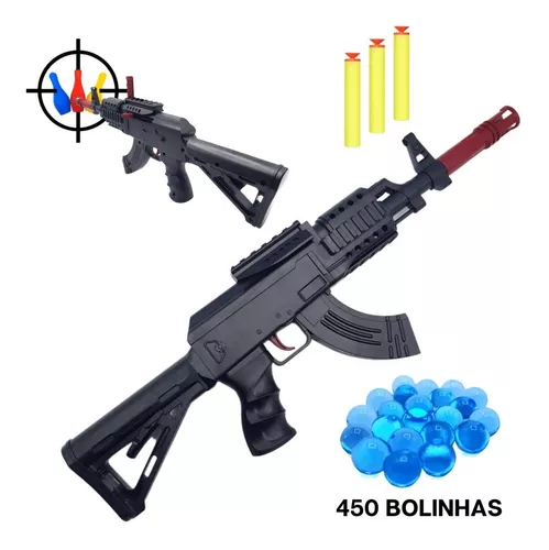 Arma Nerf Brinquedo Pressão Lança Dardos E Bolinhas De Gel