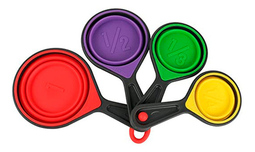 Imagen 2 de 2 de Set X4 Tazas Medidoras De Silicona Plegables - Varios Colore