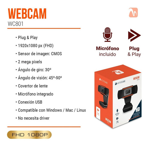 Imagen 4 de 5 de Webcam Pc Usb Con Micrófono Fhd 1080p Streaming Gamer Zoom