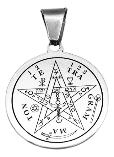 Medalla Tetragramaton Con Uroboro En Plata 925 Curado