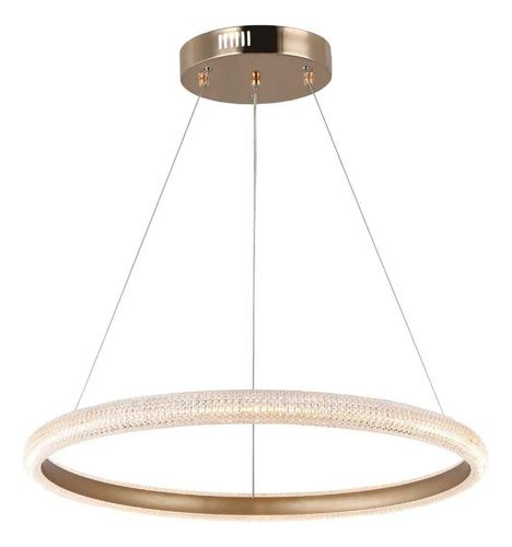 Pendente 1 Anel Halo Cristal Ouro Led 38w 3000k Ds8265 Delis Cor Dourado 127/220V