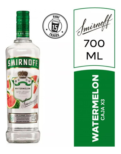 Vodka Smirnoff Watermelon Natural Flavors Botella - Caja X3