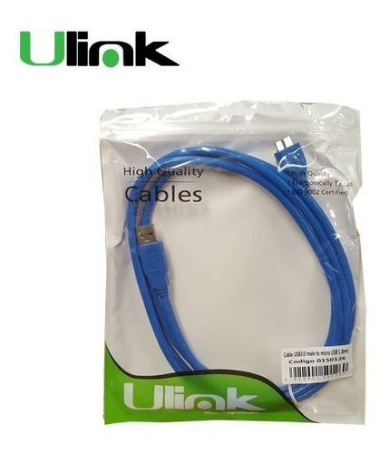 Cable Usb 3.0 Macho A Micro B Macho Usb Flat 1,8m Ulink Azul