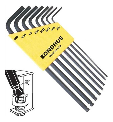 Llave Abbaul Allen Jg Long 0,05 -5/32 8 piezas Bondhus 10932
