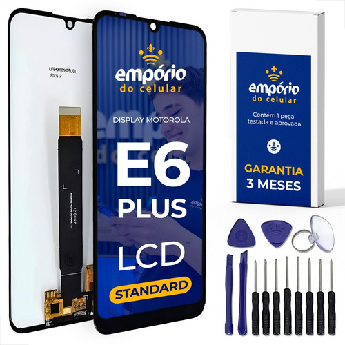 Tela Frontal Display Touch Compatível Moto E6 Plus Empório Cor Preto