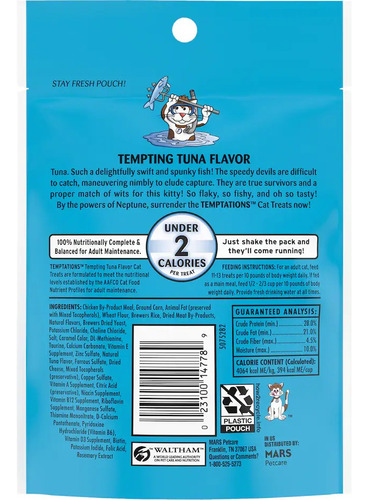 Premios Gatos Temptations Sabor AtĂșn Crujientes Y Suaves 48g