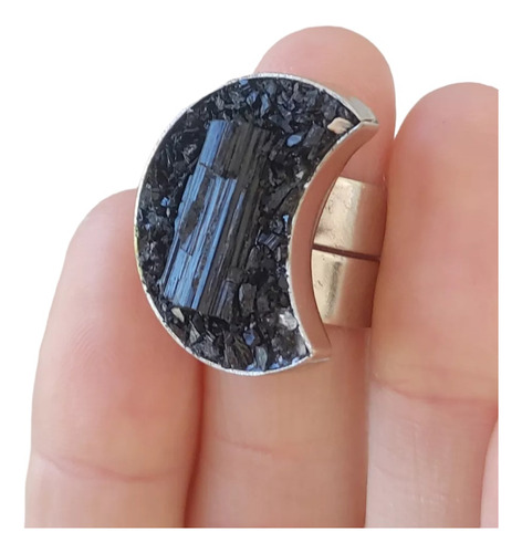 Anillo Luna Piedra Turmalina Negra Corao