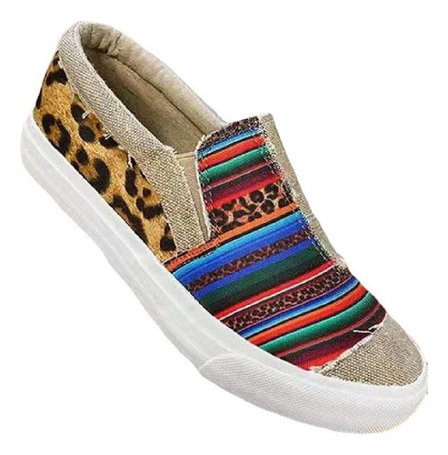 Zapatillas Dama Planas De Patchwork Slip-on Deportivas