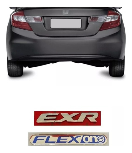 Emblema Letreiro Exr Flexone Para Civic 2013 2014 2015 2016