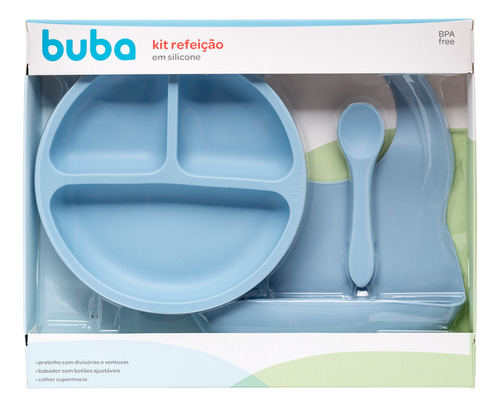 Kit Refeição Em Silicone Azul 19568 - Buba