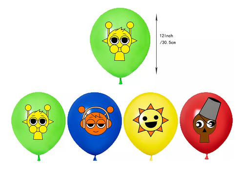 Kit Fiesta Globos Incredibox Sprunki Decoración Decumpleaños