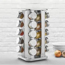 Comprar Porta Condimentos Com Suporte 34cm Em Inox 20 Pçs Giratório