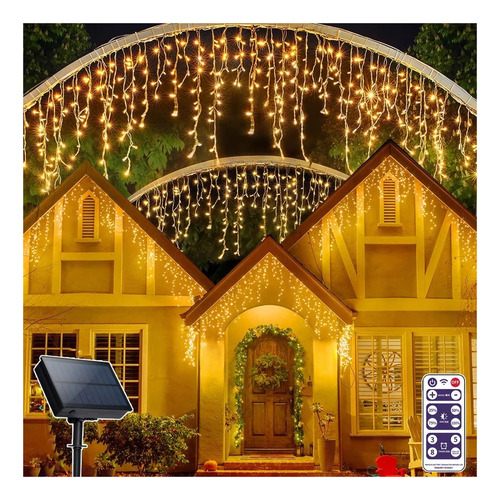 De Luces De Cortina Led Solares De 10 M, Resistentes Al Agua