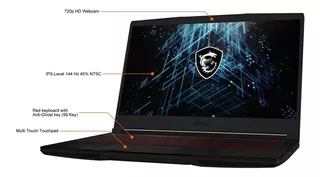 Notebook Gamer Msi Gf63 I5 11400h 8gb+ssd 256gb+rtx 3050 4gb