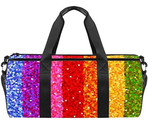 Rainbow Soccer Stripe Print Duffel Bag For Women Men Sports.