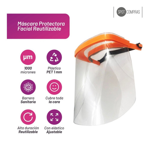 Mascara Visor Protector Facial Naranja X1
