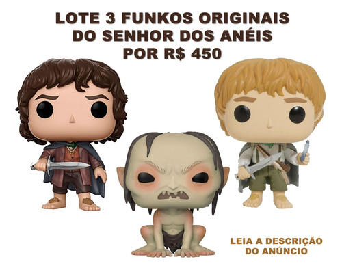 Lote 3 Funko Senhor Dos Anéis The Lord Of The Rings Original